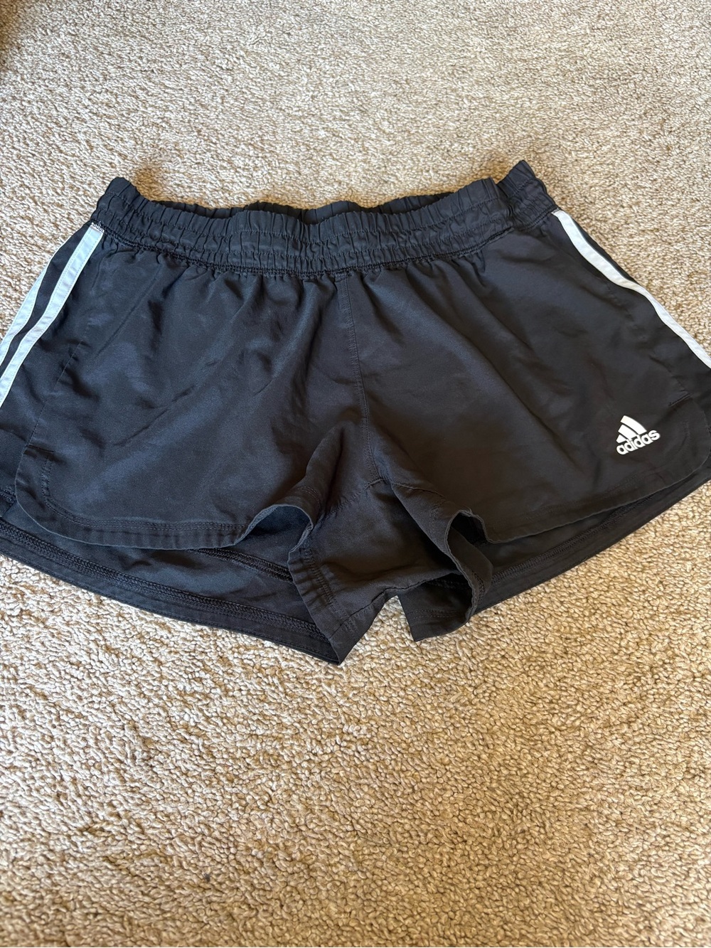 adidas Women’s Black Athletic Shorts with White Side Stripes